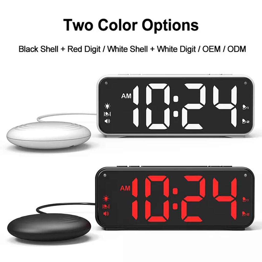 Multifunctional USB Charging Vibrating Alarm Clock with Bed Shaker for Heavy Sleepers with Strong Vibration