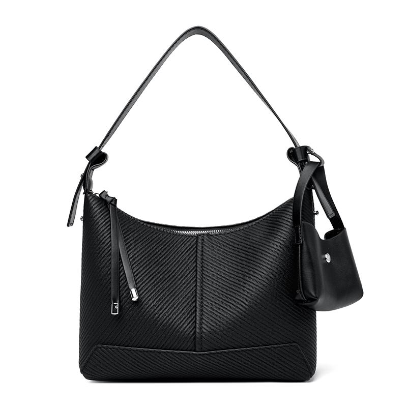 Women's Textured Hobo Bag Stylish Shoulder Bag with Detachable Small Pouch for Daily Use