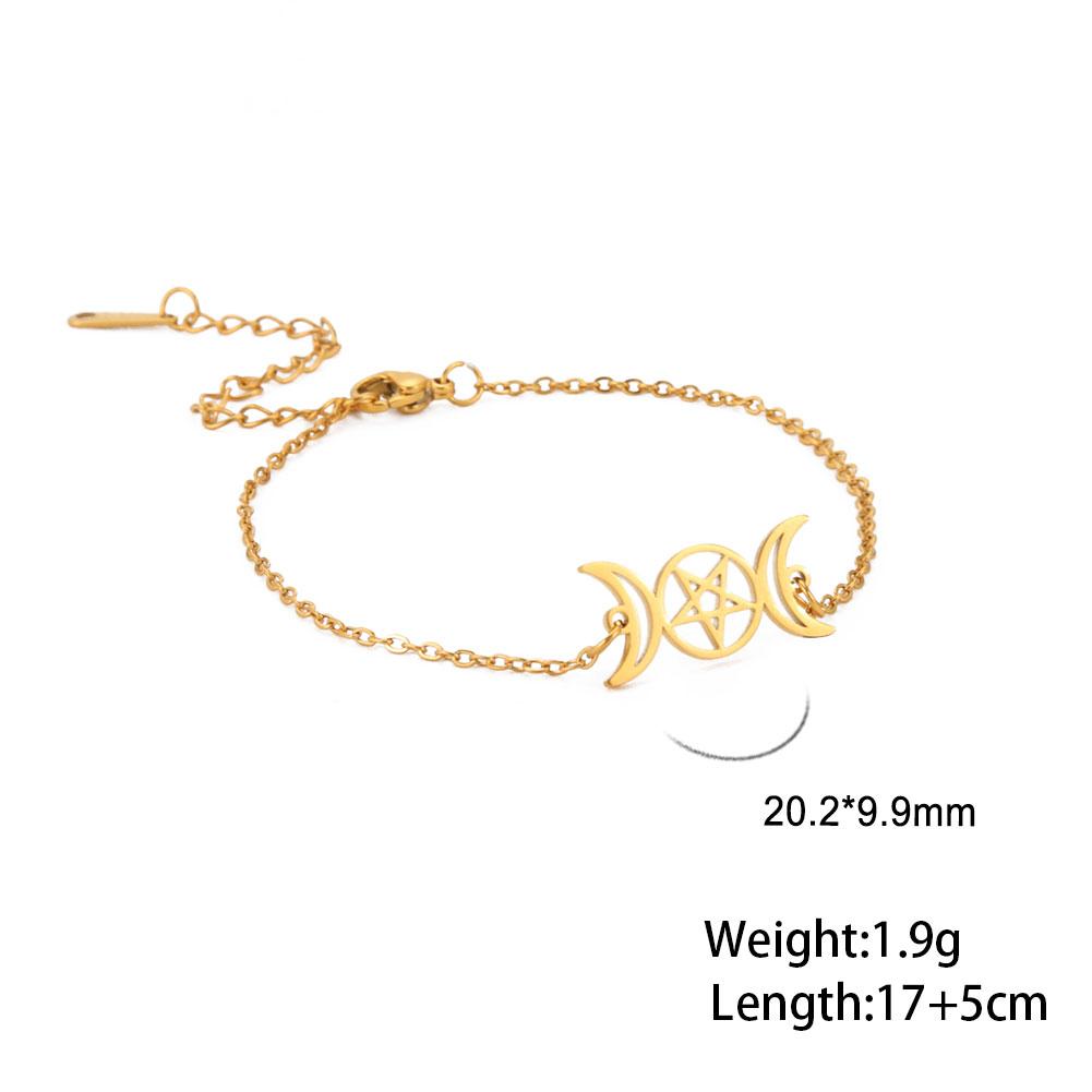 Teamer Stainless Steel Bracelet for Women Goddess Charms Pentagram Moon Wicca Jewelry Magic Pendant Pentacle Witch Amulet Gifts
