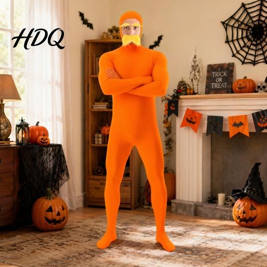 Kosinio vakarėlio kostiumas Atviras veidas Helovino kostiumas Unisex Viso kūno oranžinis kombinezonas