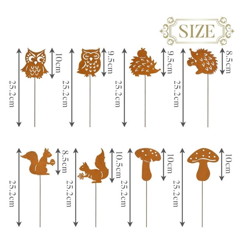 8Pcs Metal Animal for Outside Decorative Garden Stakes Animal Decoration Plant Stakes Metal Art Outside Yard Art