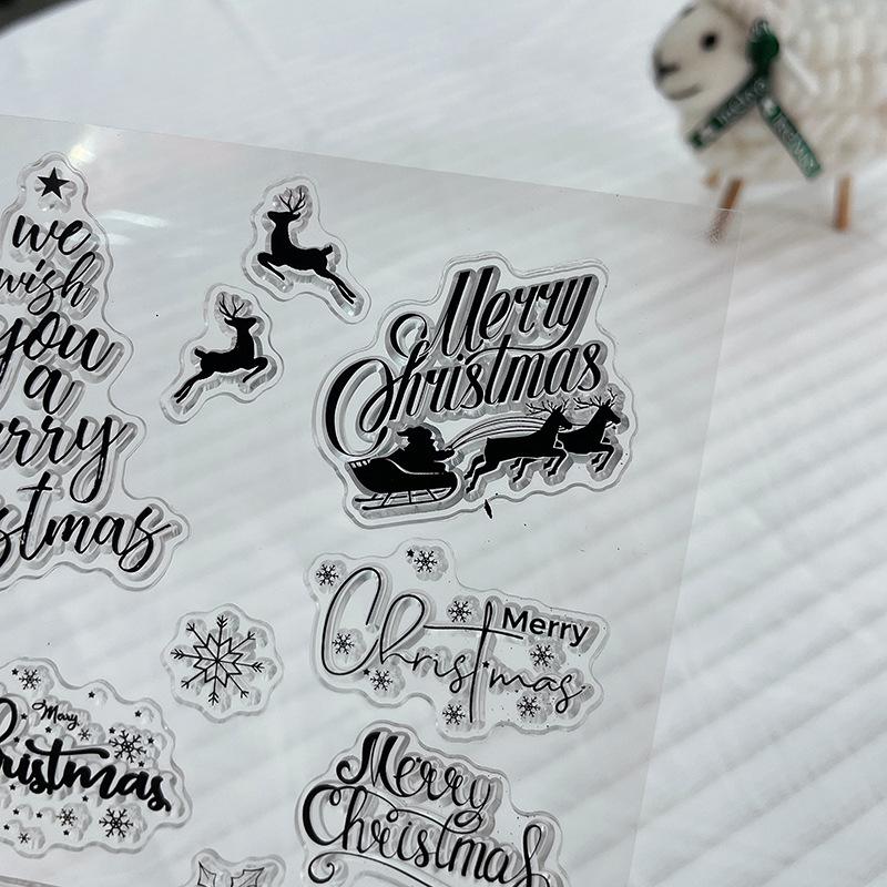 Merry Christmas Transparent Silicone Clear Stamps Seal for DIY Scrapbooking Album Paper Card Decorative Sheets Greeting Letter Word