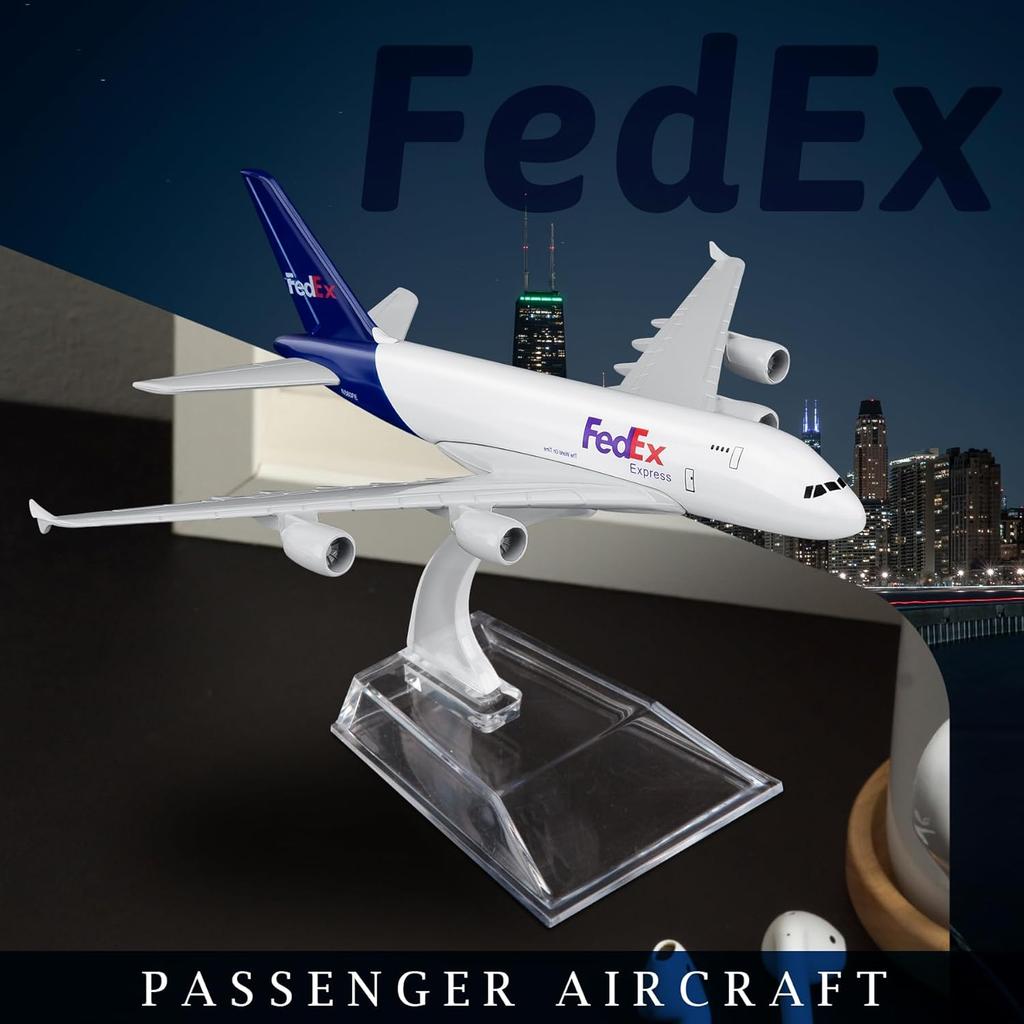 1/400 Replika Fedex Airways A380 Diecast Flugzeugmodell 16CM Kunststoffbasis Fahrwerk Legierung Spielzeug Flughafen Verkehrsflugzeug Dekoration