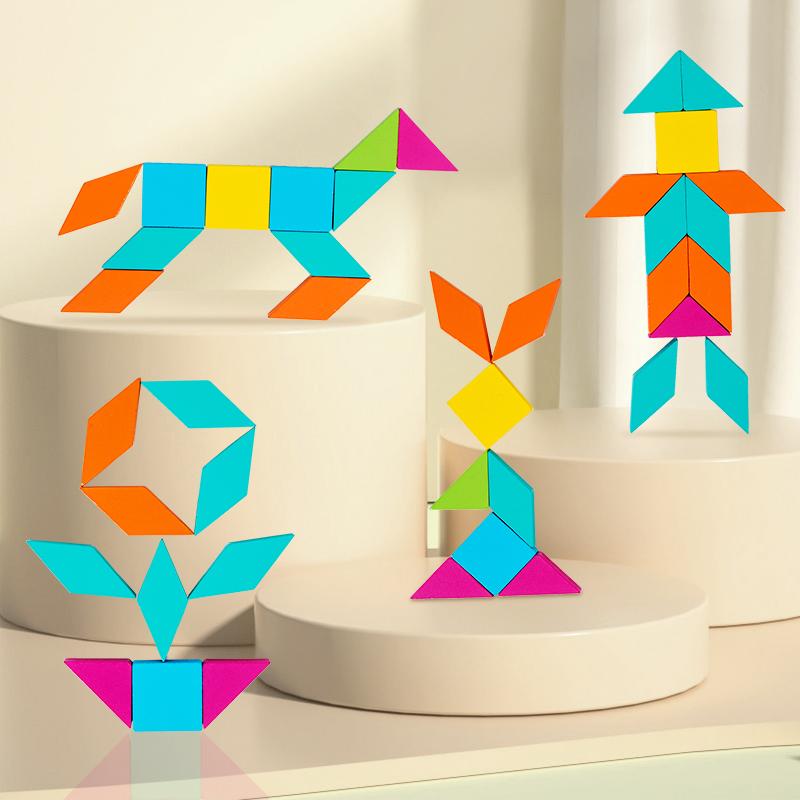 Wood Puzzle Block Geometric Shape Toddler Puzzle Early Learning Education Jigsaw Puzzle Montessori Geometric Buckle Board Game