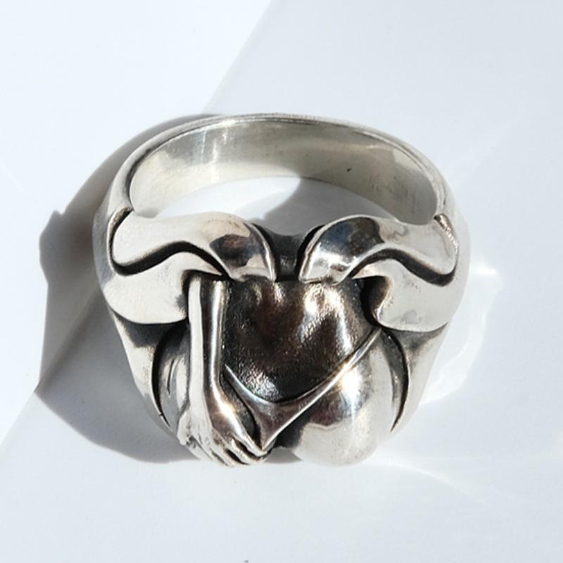 Yin Taifei Thai Silver Handmade Men's Retro Open Ring - Unique Heavy Craftsmanship