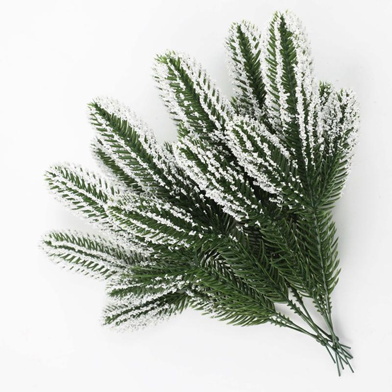 5/10Pcs Christmas Decoration Artificial Pine Branches Holly Branches for Home Decor Christmas Tree Pendant Wreath Gifts Ornament