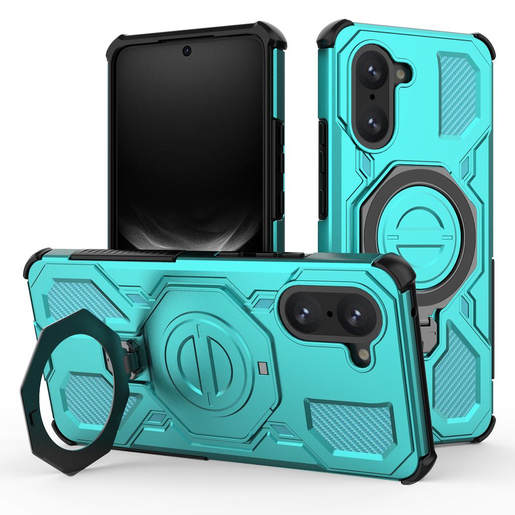 Für OnePlus Nord CE 5G/Ace 5 Racing 5G Magnetische Hülle Drehbarer Metall-Aufsteller PC+TPU Handy-Rückseite