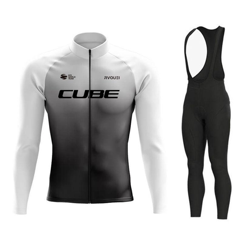 Rvouei Cube Breathable Team Long Sleeve  Bib Pants Ropa Ciclismo Bicycle Clothing MTB Bike Uniform Men Clothes 2026 Autumn Breathable Cycling Suit Set
