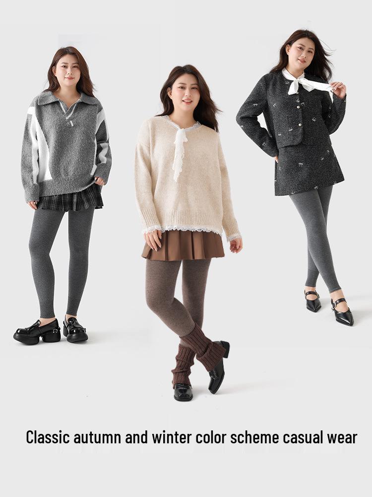 Plus Size Seamless Autumn/Winter Velvet Lined Tights for Women - Warm, Slimming Cotton Wool Base Layer Pants