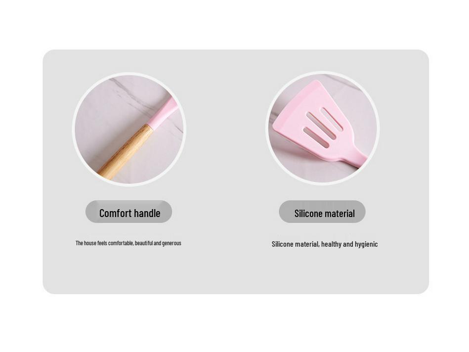 12-Piece Non-Stick Silicone Kitchen Utensil Set with Wooden Handles - High-Temperature Resistant Spoons and Spatulas