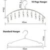 2 Pack Stainless Steel Laundry Drying Rack Clothes Hanger With 10 Clips