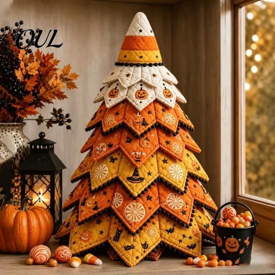 DIY Fabric Ornament Set Quilted Christmas Tree Craft Kit, Vintage Patchwork Handmade Xmas Sewing Set, Tabletop Holiday Decor for Beginners Adults Kids