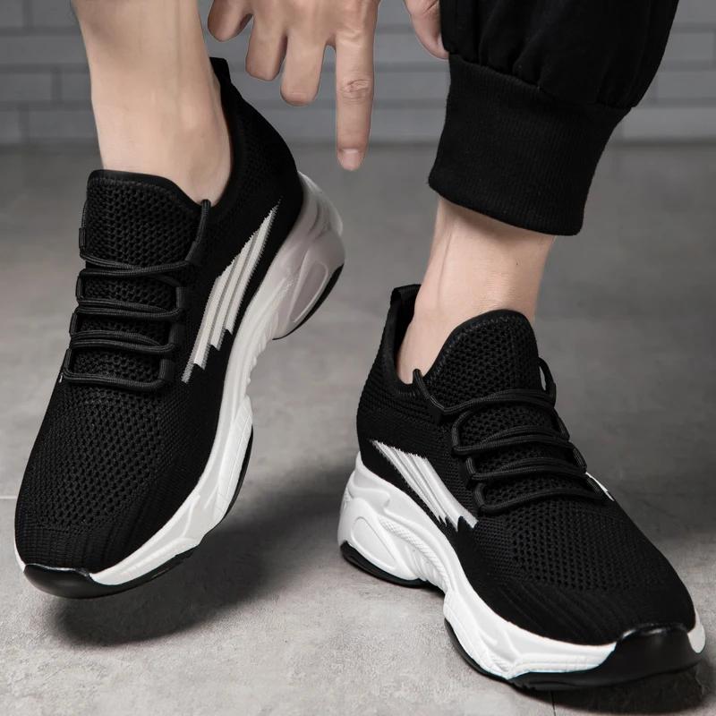 Fashion Trendy Minimalist Men's Sports Leisure Shoes Height Increasing Thick Soled Men's Outdoor Hiking Shoes Breathable Mesh Shoes