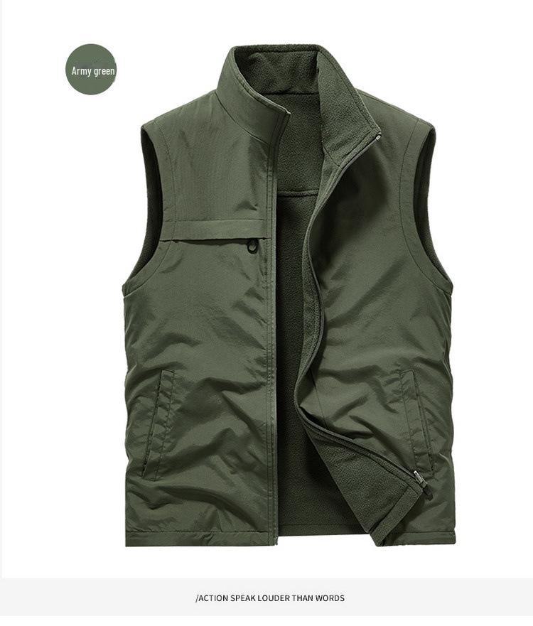 Herren Wende-Samtweste – Herbst/Winter Outdoor Winddicht, Warm, Aufgedrucktes Logo