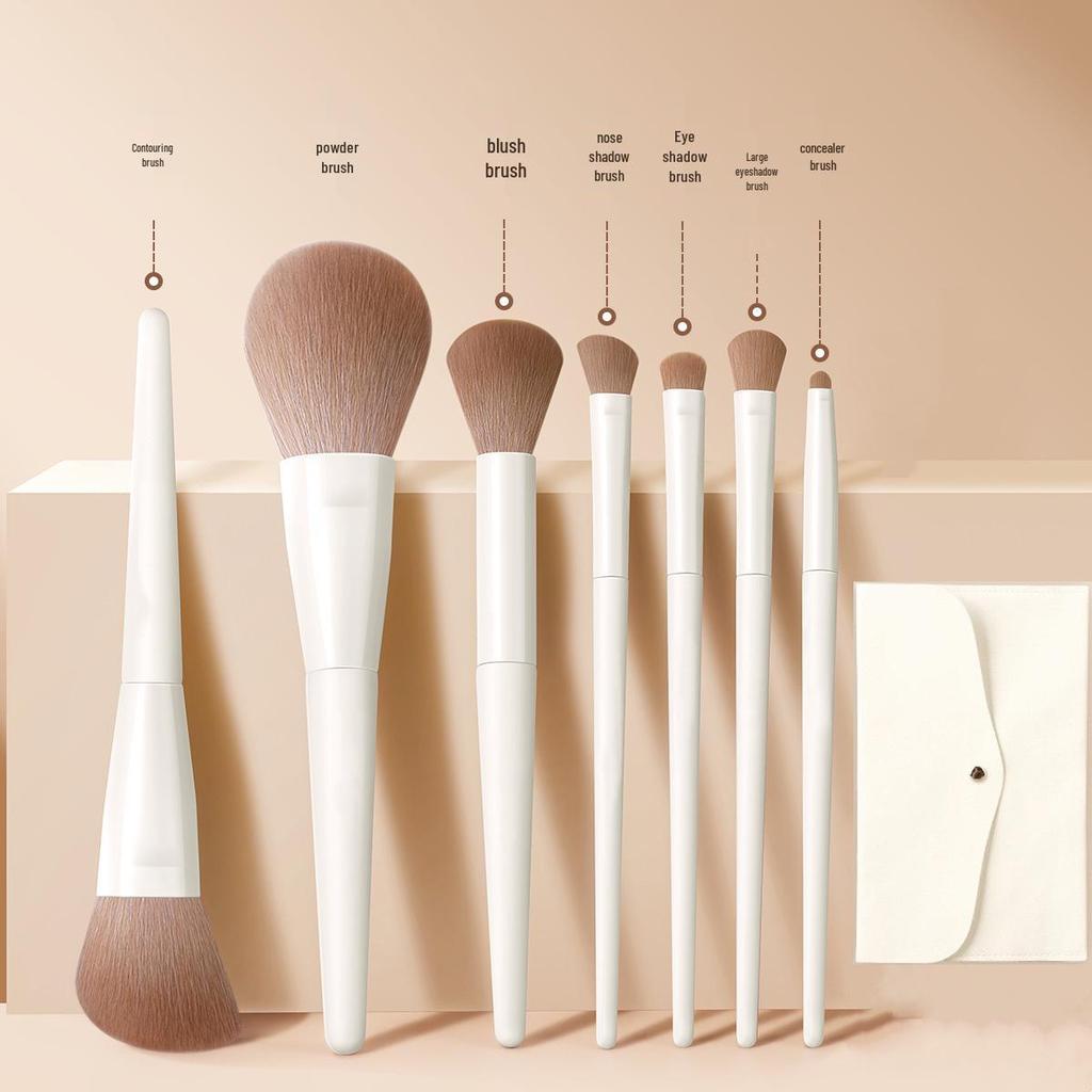 10/12-Piece Milk White Cloud Porcelain Makeup Brush Set