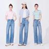 Navigare Women's Lightweight Straight-Leg Wide-Leg Jeans
