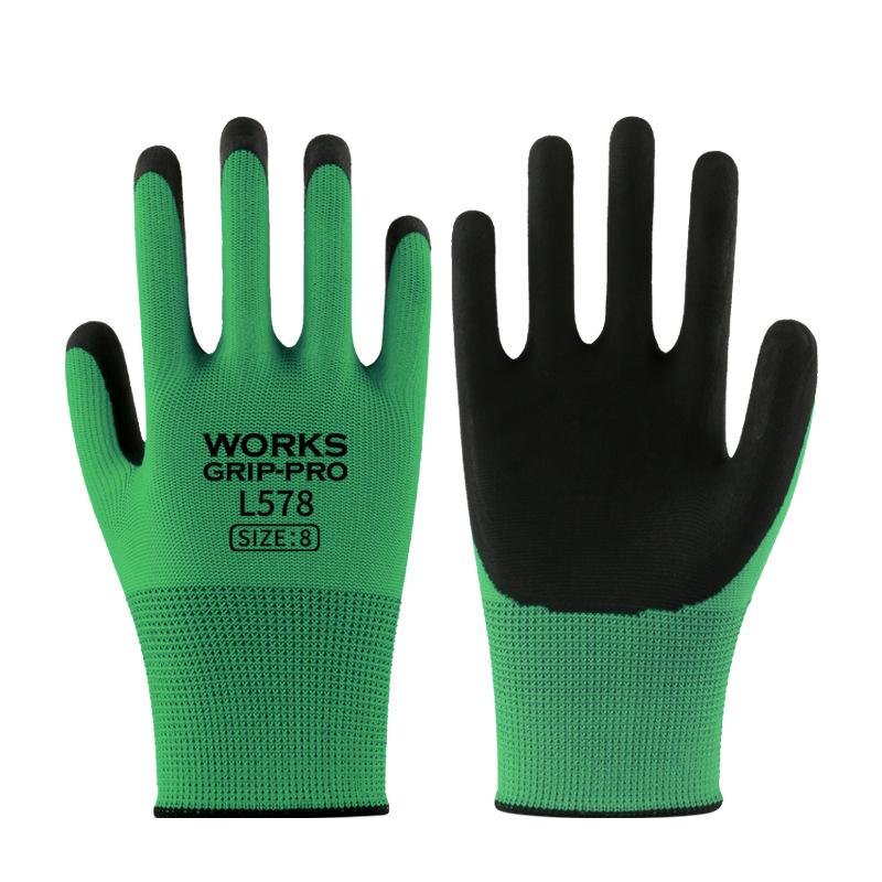 

Защитные перчатки из нейлона 13-го калибра с латексным резиновым покрытием - Морщинистая пена, износостойкие