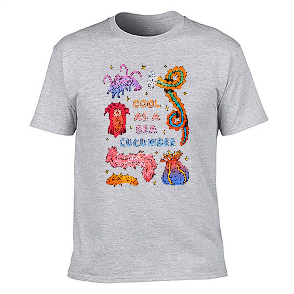 Unisexs Cotton T Shirt Cool As A Sea Cucumber Graphic Print Tee Fun Marine Creature Design Casual Short Sleeve Top For Summer Beac