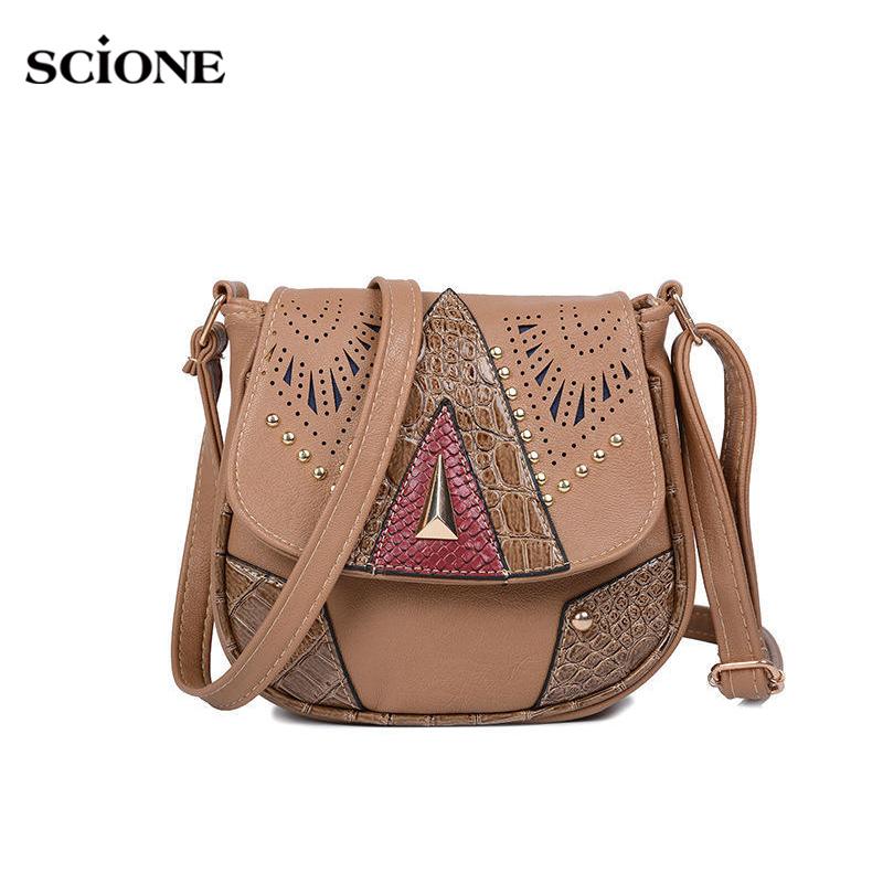 

SCIONE Женщины Мессенджер Сумка плечо PU Кожа Выдолбленная сумка Crossbody
