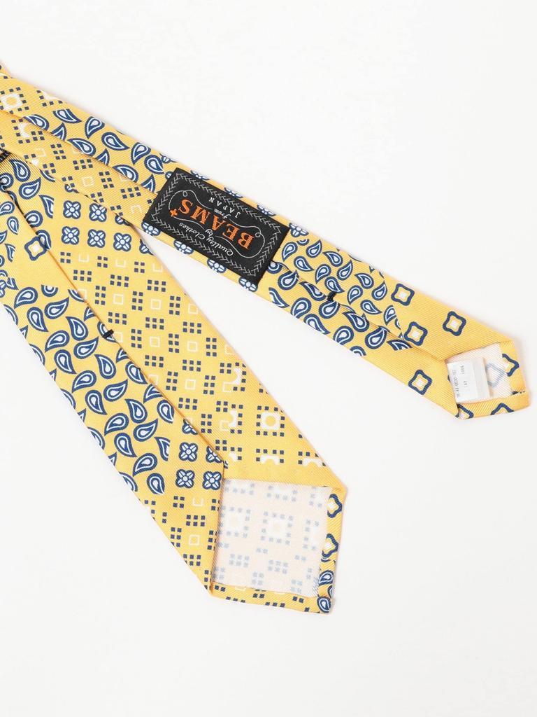 [BEAMS PLUS] Silk Paisley x Geometric Print Tie for Men, Yellow, Free Size, 38440030107