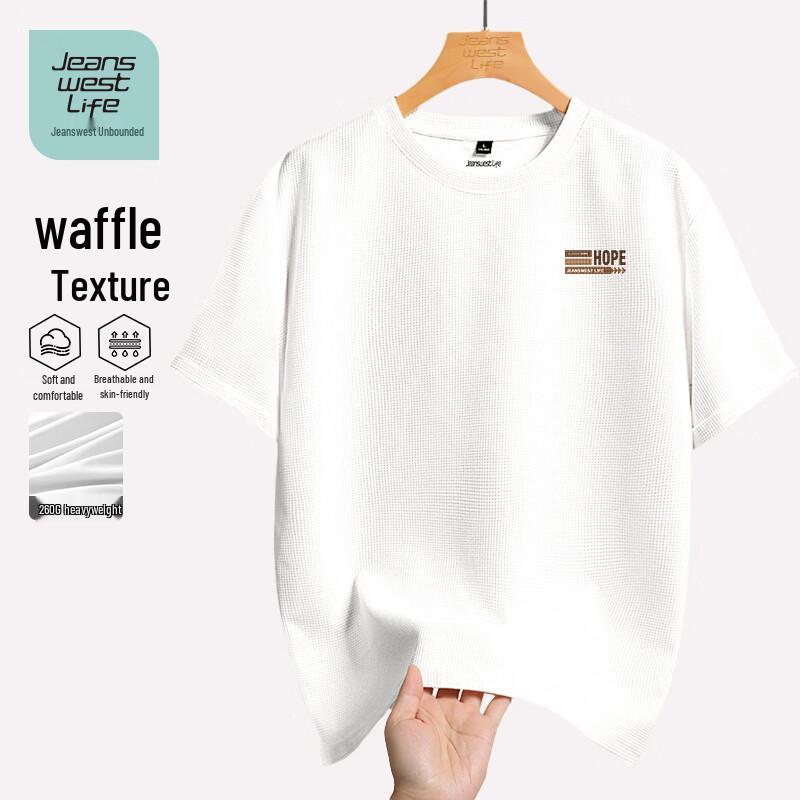 

JEANSWEST LIFE Youth Waffle Knit Round Neck T-Shirt L