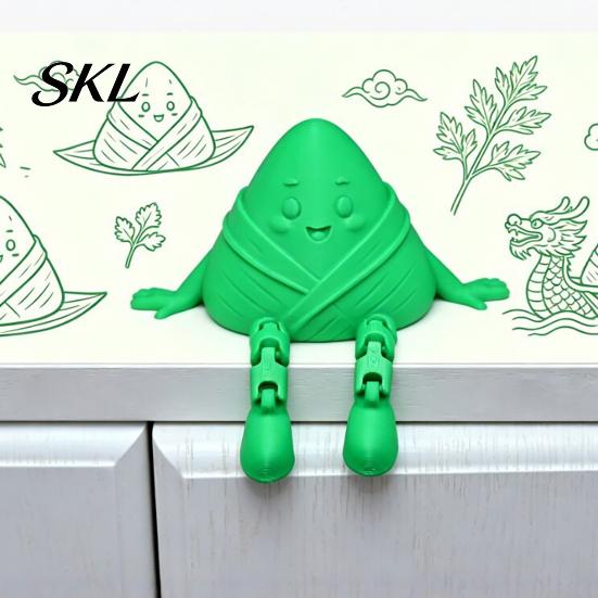 Lazy Pose Doll 3D Printed Zongzi Fidget Toy, Cute Dragon Boat Festival Dumpling Figurine, Squeeze Fun Desktop Accessory Stress Relief Desk Decor