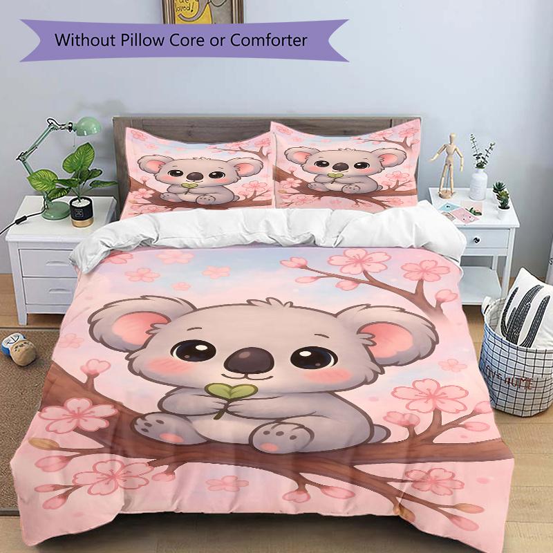 

3pcs Cute Koala on the Tree Printed Duvet Cover Set (1 * Cover+2 * Pillowcase, Without Core), Suitable for Home Bedroom, Guest Room, Dormitory De 135x200cm