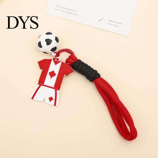 National Team Keychain Pendant, Thick Braided Rope Mini Football Soft Rubber Jersey Charm Key Holder, Argentina Brazil Germany Colors Fan Gift