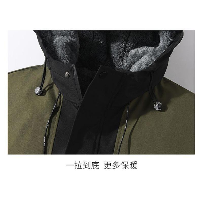 Pánské venkovní bundy na podzim zimu plus sametové a zateplené volné bavlněné kabáty pro voděodolné pracovní oděvy teplé