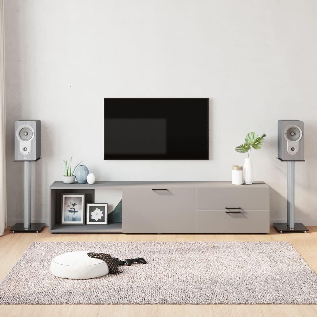 vidaXL Lautsprecher-Ständer 2 Stk. Schwarz & Silbern Hartglas 2 Säulen schwarz