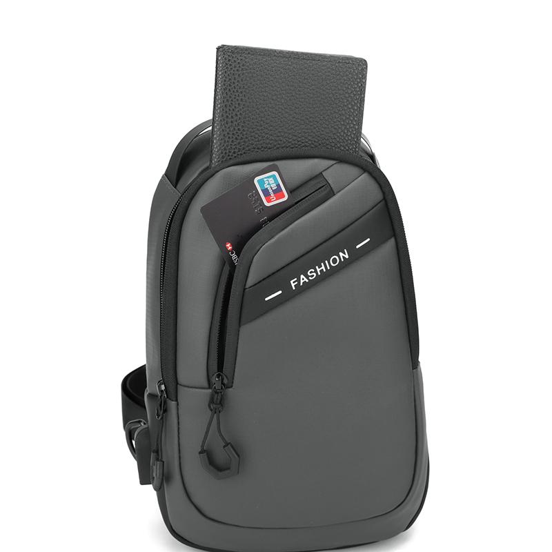 Sporty Men's Waterproof Sling Bag - USB Power Bank Port + Multi-Compartment Chest Pack (Anti-Sweat & Durable Design)