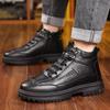 Fashion New Designer Genuine  Men's Ankle Boots Fashion Soft-soled Winter Warm Cotton Shoes Men Non-slip Black Platform Ankle Boots Male