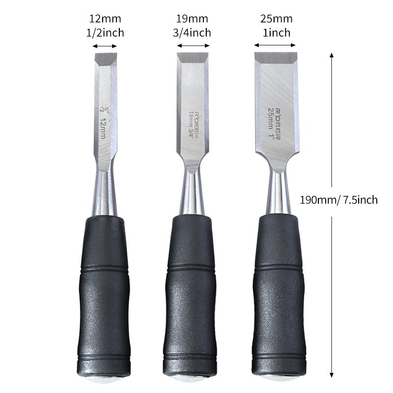 7.5 Inch Wood Chisel Carbon Steel Mn65# with Hammer End and Anti-Slip Handle Woodworking Carving Tools