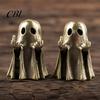 Niche Trendy Desk Accessory Halloween Ghost Brass Figurine, Funny Middle Finger Ornament for Compact Display Cabinet Table Shelf Mantel Home