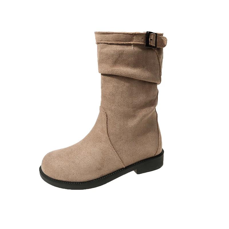 Fashion Spring Autumn Belt Buckle Women Ankle Boots Fashion Square Low Heels Casual Short Bootas Ladies Slip On Shoes