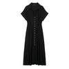 Women's Clothing Resort Style French Casual Wear Temperament Elegant Commuting Waist Breasted Dress Long Dress