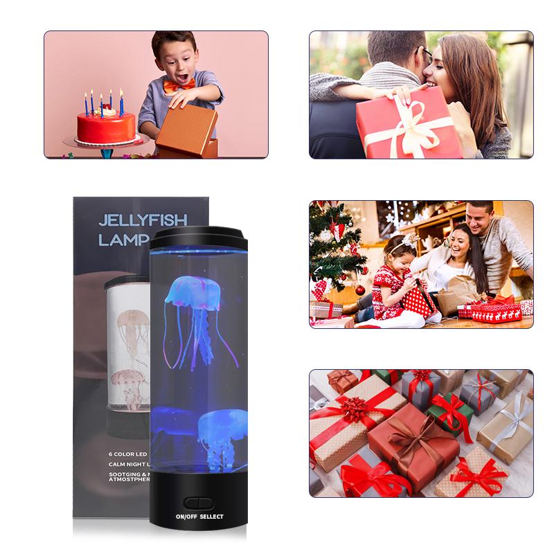D2 LED Fantasy Jellyfish Lava Lamp USB Battery Powered Color Changing Jellyfish Tank Aquarium Lamp Relaxing Mood Table Light