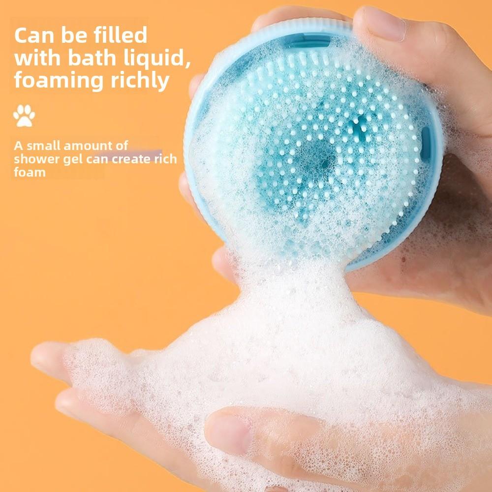 Scrubbing Function Cat Bath Brush Soft Bristles Can Hold Shower Gel Silicone Bath Brush Wet and Dry Use Hanging