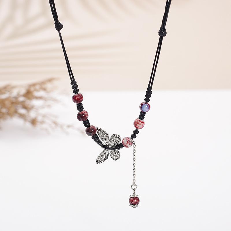 Ceramic Sweater Chain, Retro Ethnic Style Clothing Accessories, Geometric Autumn And Winter Sweater Necklace Stall