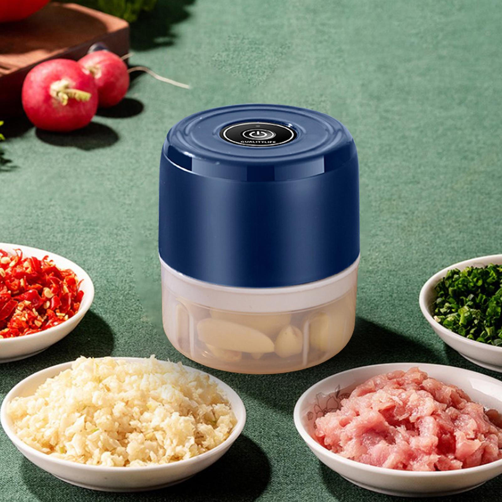 Garlic Chopper Portable Food Processor Kitchen Gadgets for Chili Vegetable Ginger 100ml Blue