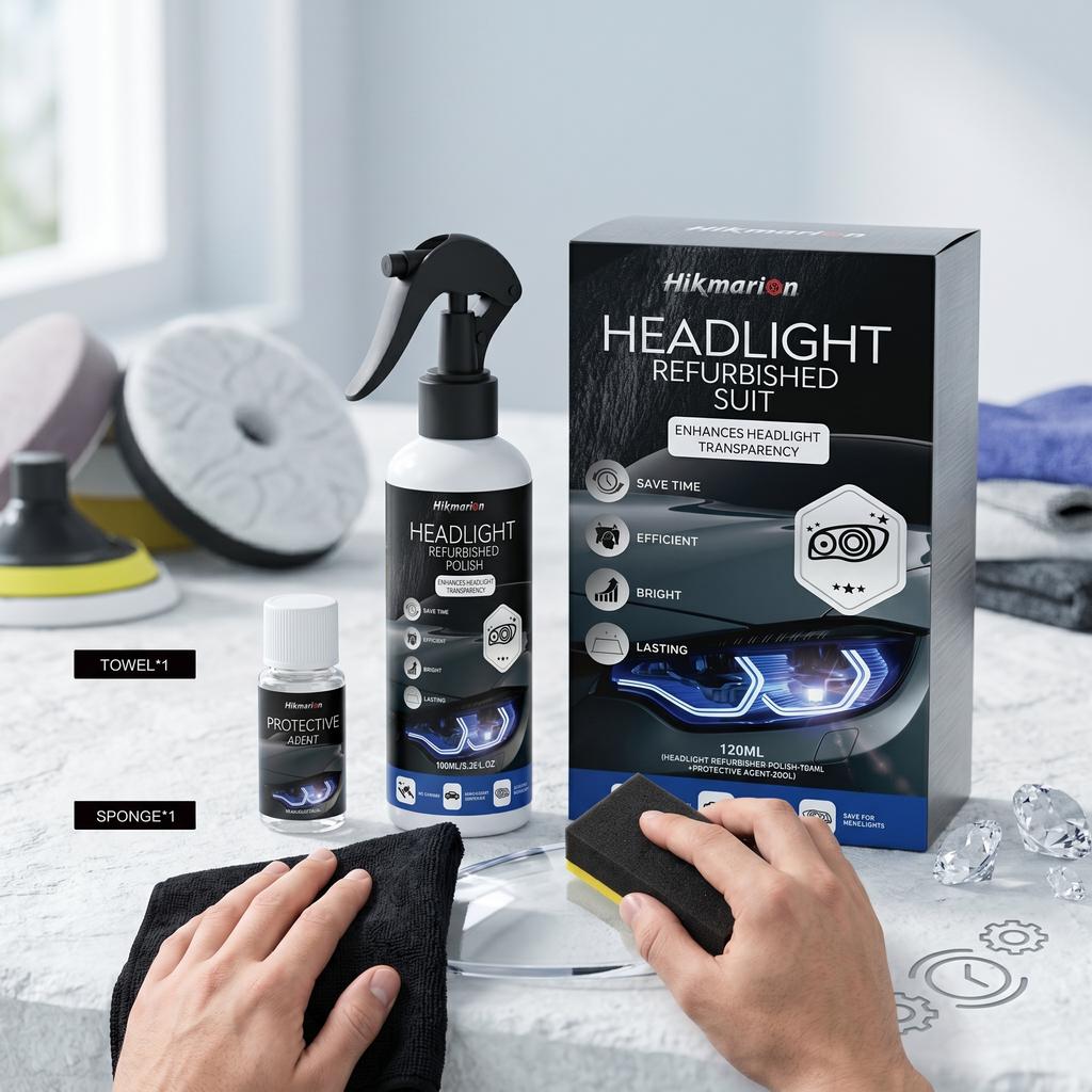 Car Headlights Restoration Kit Repair Scratches Restore Clarity-Car Lens Remover Oxidation Headlight Refurbish Tool Polish Spray