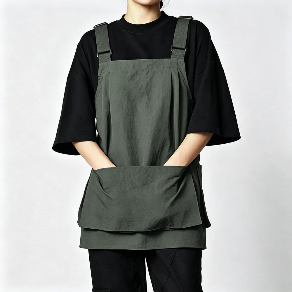 New Polyester Catering Apron Waterproof Unisex Painting Apron Stain-resistant Multiple Pockets Household Apron for Coffee Shop