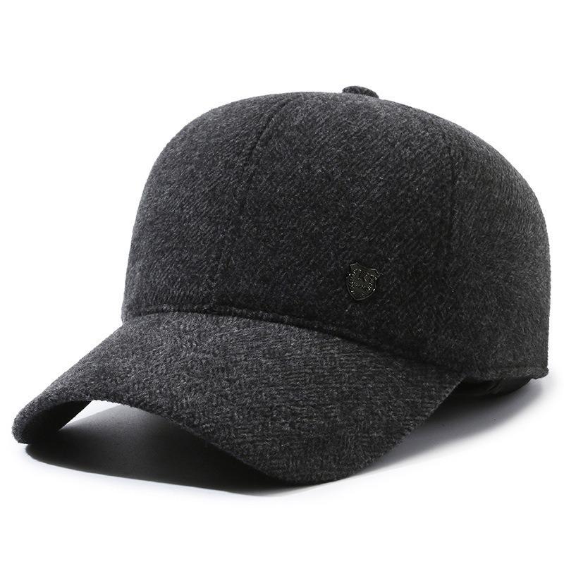 Casual Baseball Cap Winter Men's Dad Grandpa Outdoor Windproof Ear Protector Cap Fleece Thick Cotton Cap