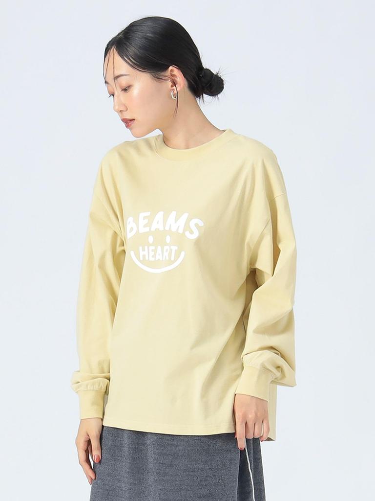 Beams Heart L/S TEE Smile Logo Long Sleeve T-Shirt (M-L) Women's CREAM L