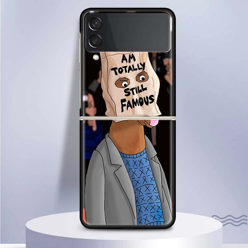 Cartoon B-BoJack Horsemans For Samsung Galaxy Z Flip 5 4 3 5G Phone Case Black Hard Cover ZFlip 5 4 3 Luxury Shockproof Bumper C