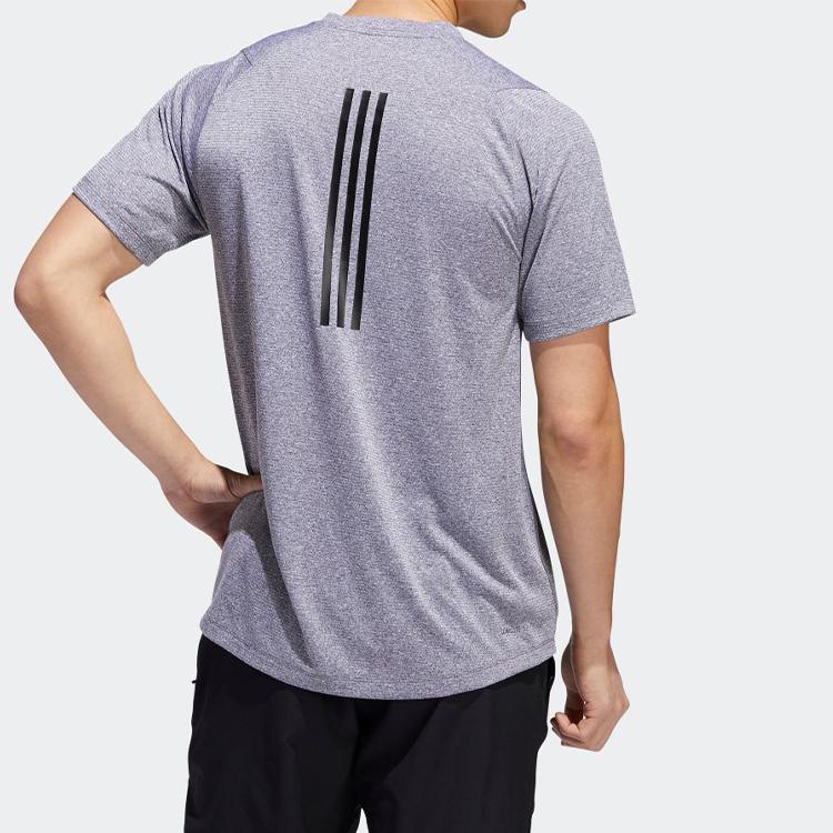 adidas Round Neck Short Sleeve Sports T-Shirt Men Tops White Purple DZ8873