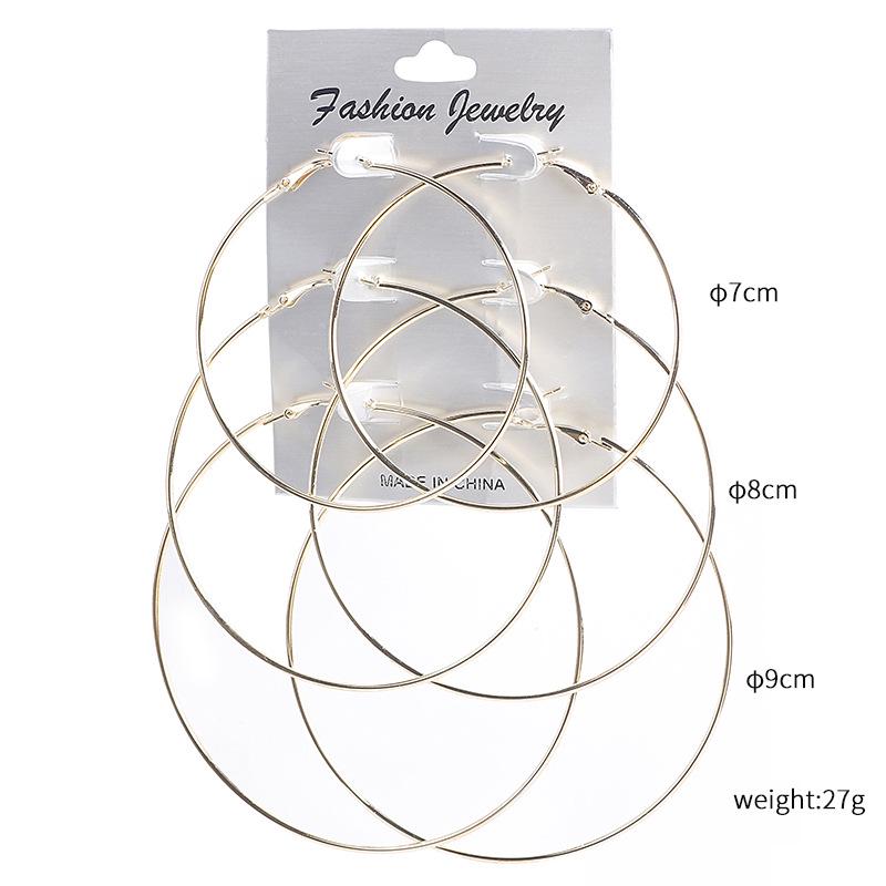 European & American Punk Retro Multiple Pairs of Large & Small Metal Circle Earrings for Women - Trendy Nightclub Style