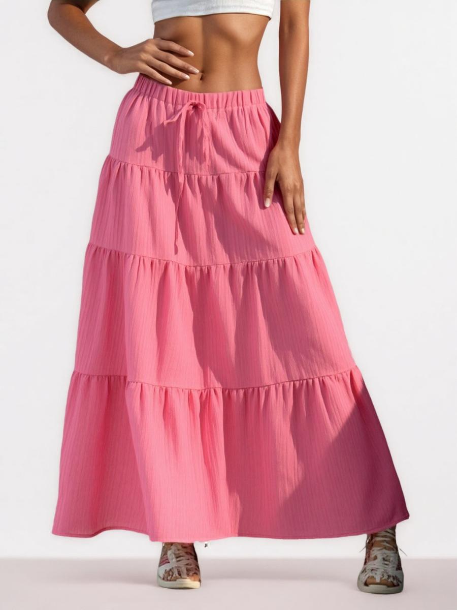 

New Women s White Elegant Maxi Skirt with Tassels Loose Long Dress for Women XL рожевий