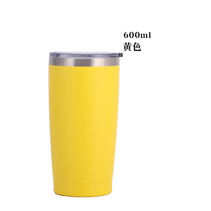20oz Powder Coated 304 Stainless Steel Car Tumbler, Double Wall Vacuum Insulated Iced Coffee Travel Cup with Sliding Lid