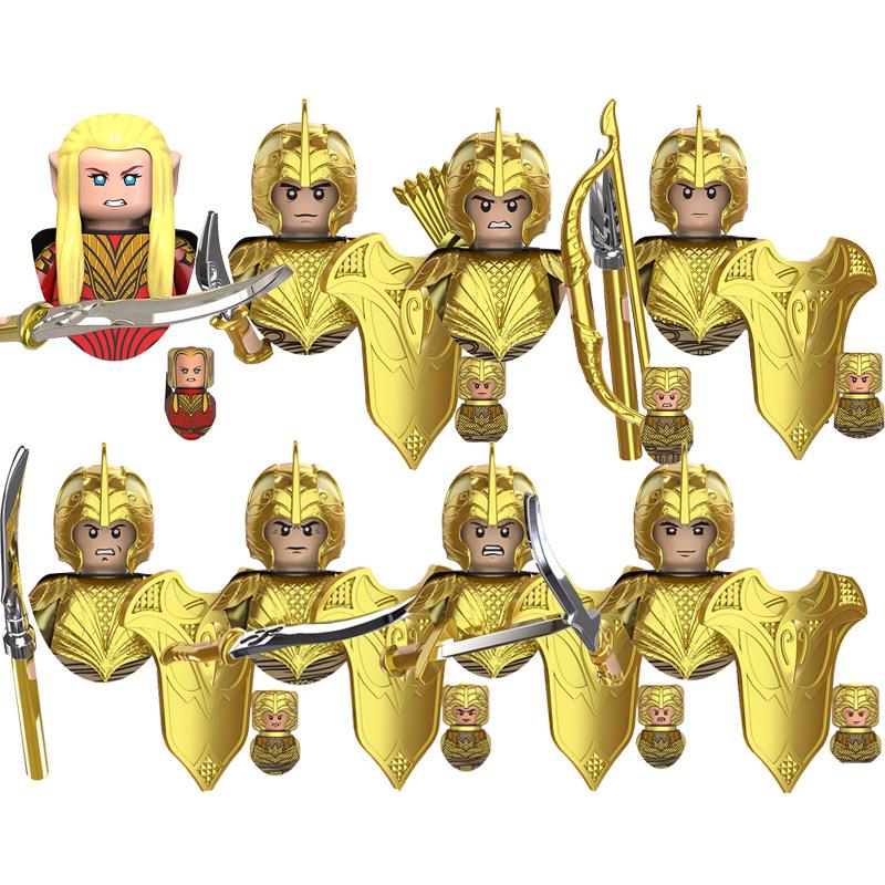 

Medieval Movie Figures Series Noldor Elf Guard Gondor Soldiers Ancient Weapons Combat Equipment Model Building Blocks Kids Toys